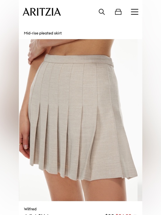 Wilfred Dresses & Skirts - Aritzia Wilfred Juliet Mid-Rise Pleated Skirt in Herring/Birch Size 2 Lined